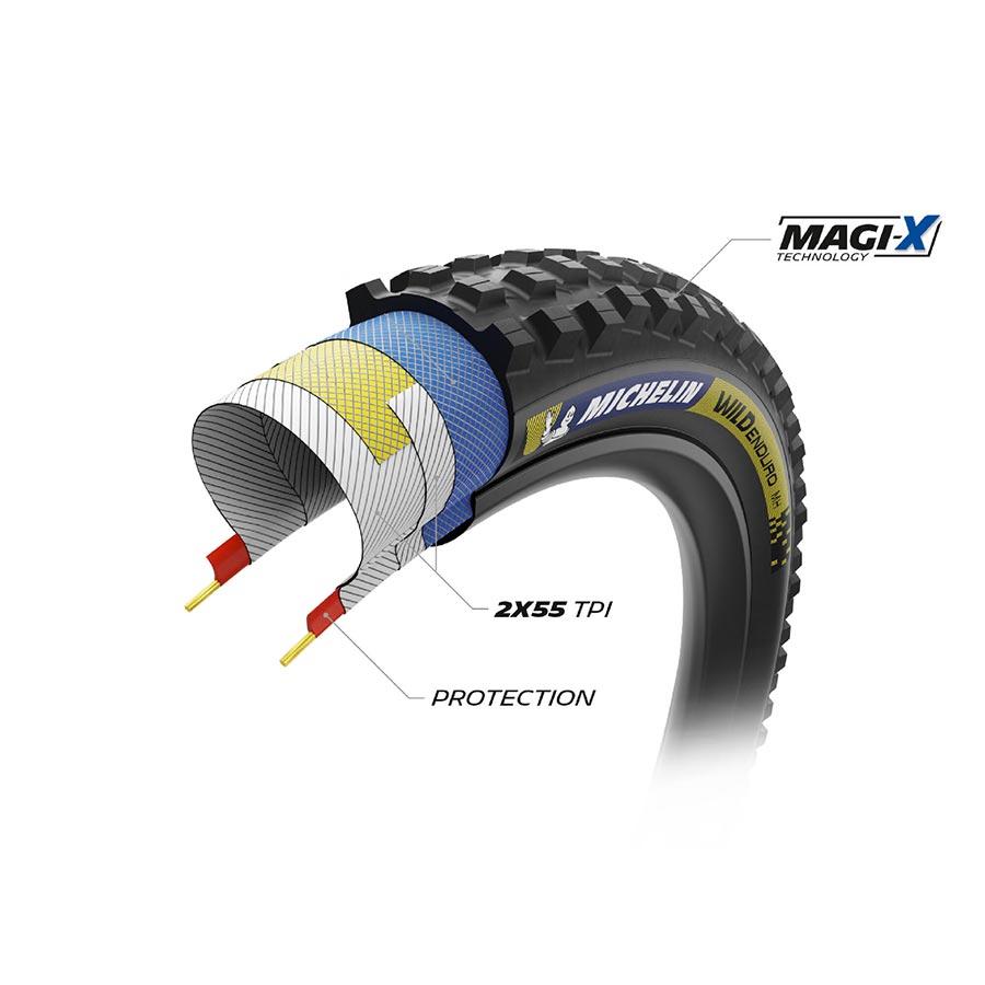 Michelin, WILD ENDURO MH RACING LINE, Mountain Tire, 29''x2.50, Folding, Tubeless Ready, MAGI-X, Black